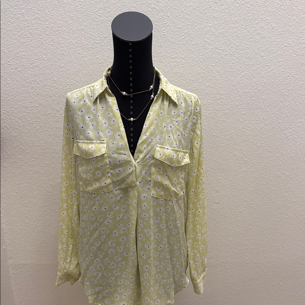 Ann Taylor Yellow Long Sleeve Button Down Shirt